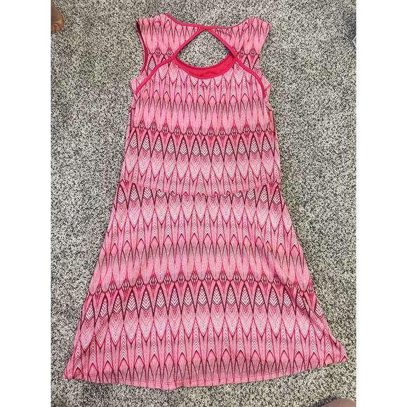 PrAna Sleeveless Dress Size Small Pink Geo Print Travel Casual Yoga Boho Stretch - Picture 12 of 15